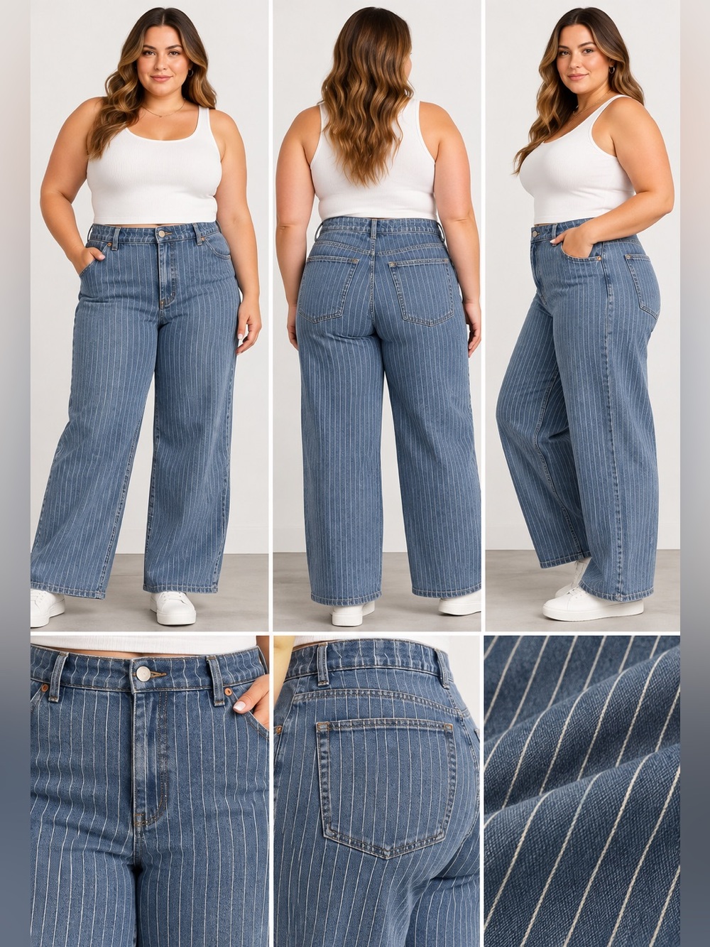 Ava & Viv Plus Size 26 High Rise Straight Jeans Pinstripe NWT